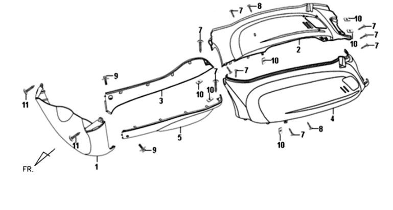 Motorschermen - zijskirts - onderspoiler Sym Fiddle II Groen (GN-8281S)
