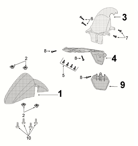 Vorderer Kotflügel - Hinterer Kotflügel Peugeot Kisbee 4-Takt Euro 5 Satin Cherry Red (F3)