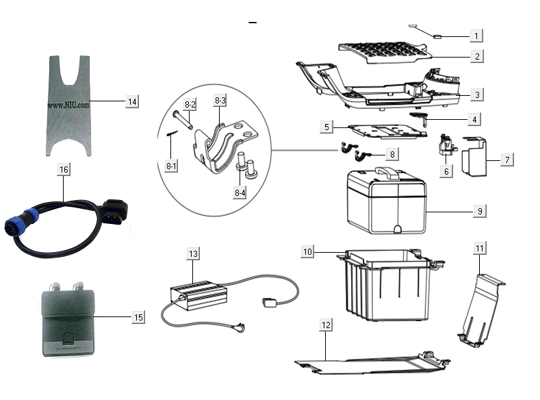 Batterie - Trittbrett Niu N-GT