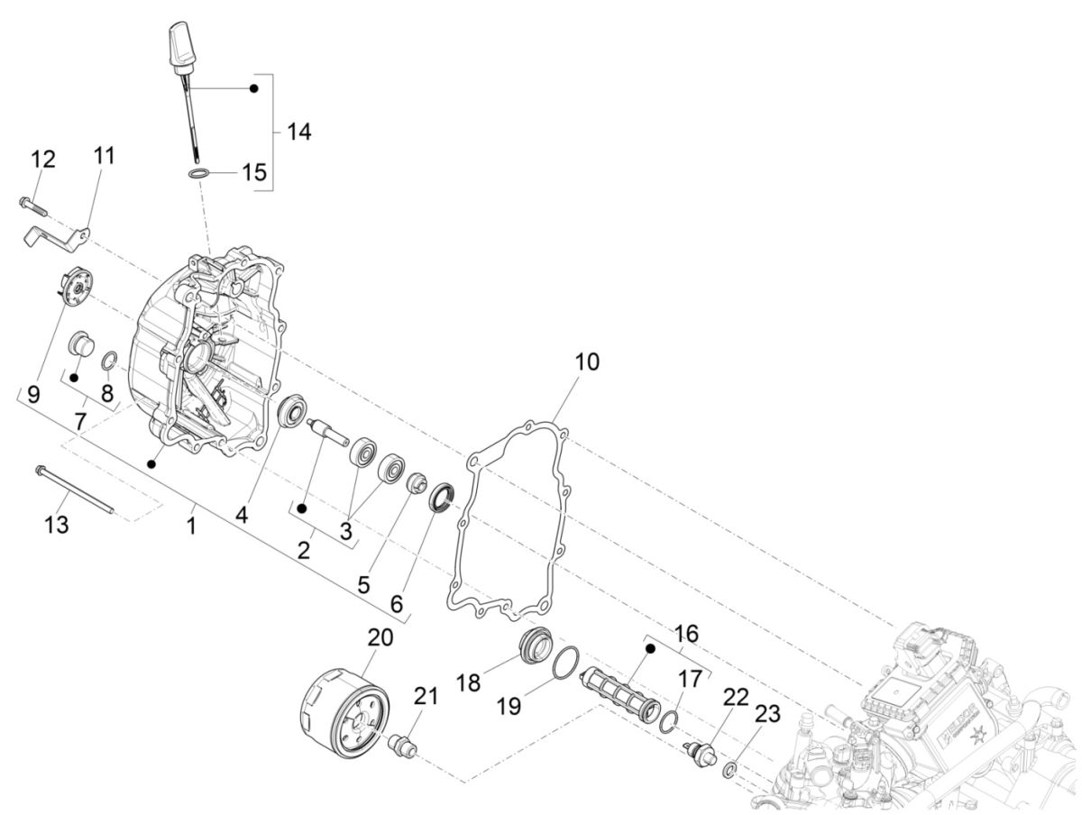 Piaggio Beverly 300 IE ABS E4 2016 - 2020 Ölpumpe (EMEA) -Oliefilter Piaggio Beverly 300 IE ABS E4 2016 - 2020 (EMEA)