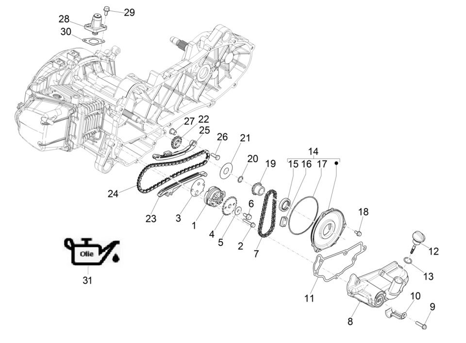 Ölpumpe Piaggo Zip 4-Takt (Euro4-Einspritzung IGET)