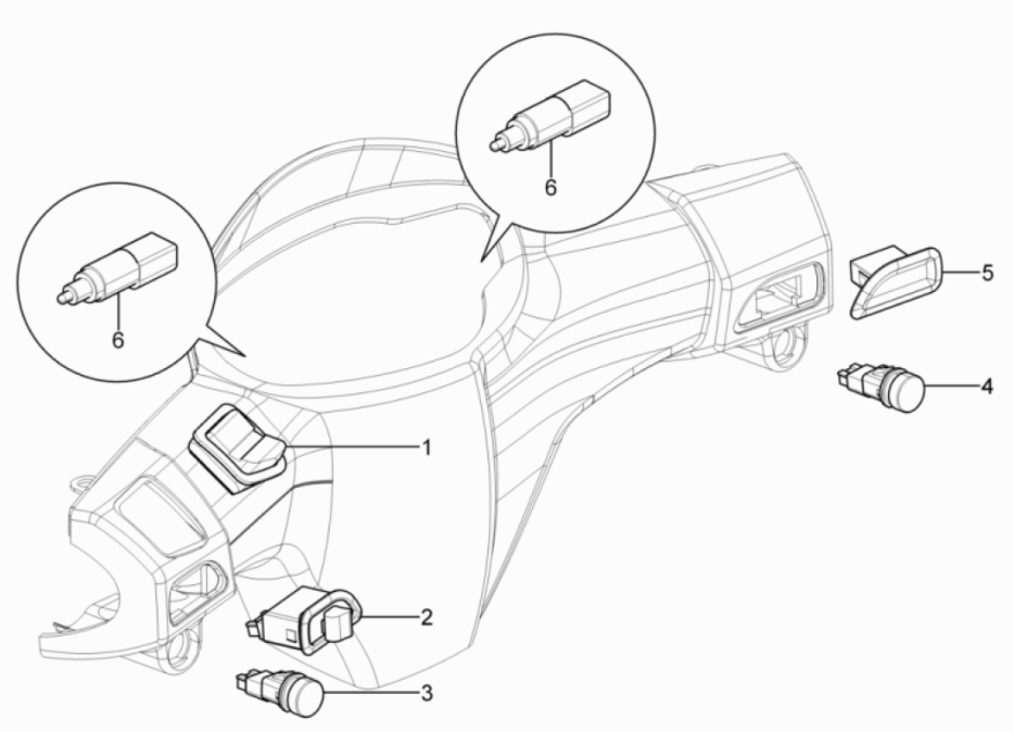 Schalter/Drucktaster Piaggio Typhoon 50 2-stroke Euro 3 2011