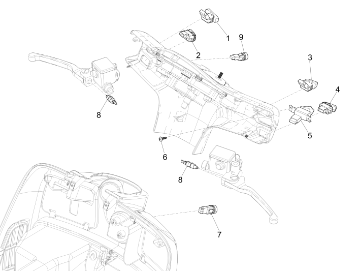 Umsteller - Schalter - Taster Vespa GTS 250 ie 2005-2016 (ohne ABS)