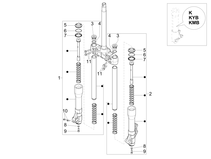 Ersatzteile für Gabel Piaggio Beverly 350 E3 Sport Touring 2013-2014