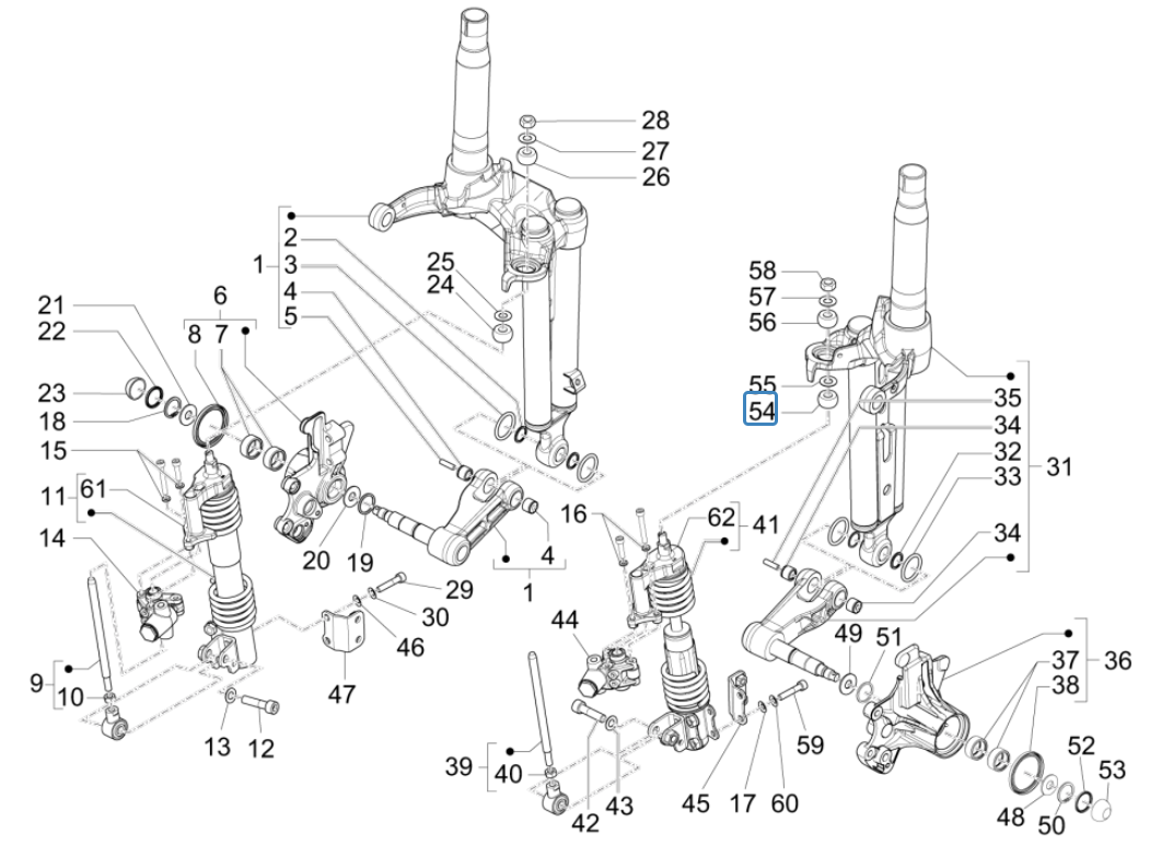 Vorderradgabelteile (Mingxing) Piaggio MP3 350 Maxi Sport E4 ABS 2018-2020 (EMEA)