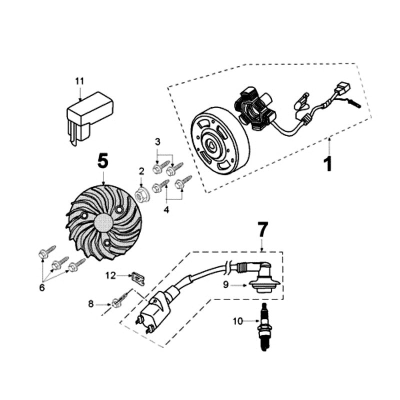 Zündung - Stator - Polrad - Zündspule - Zündkerze Peugeot Ludix 50 10