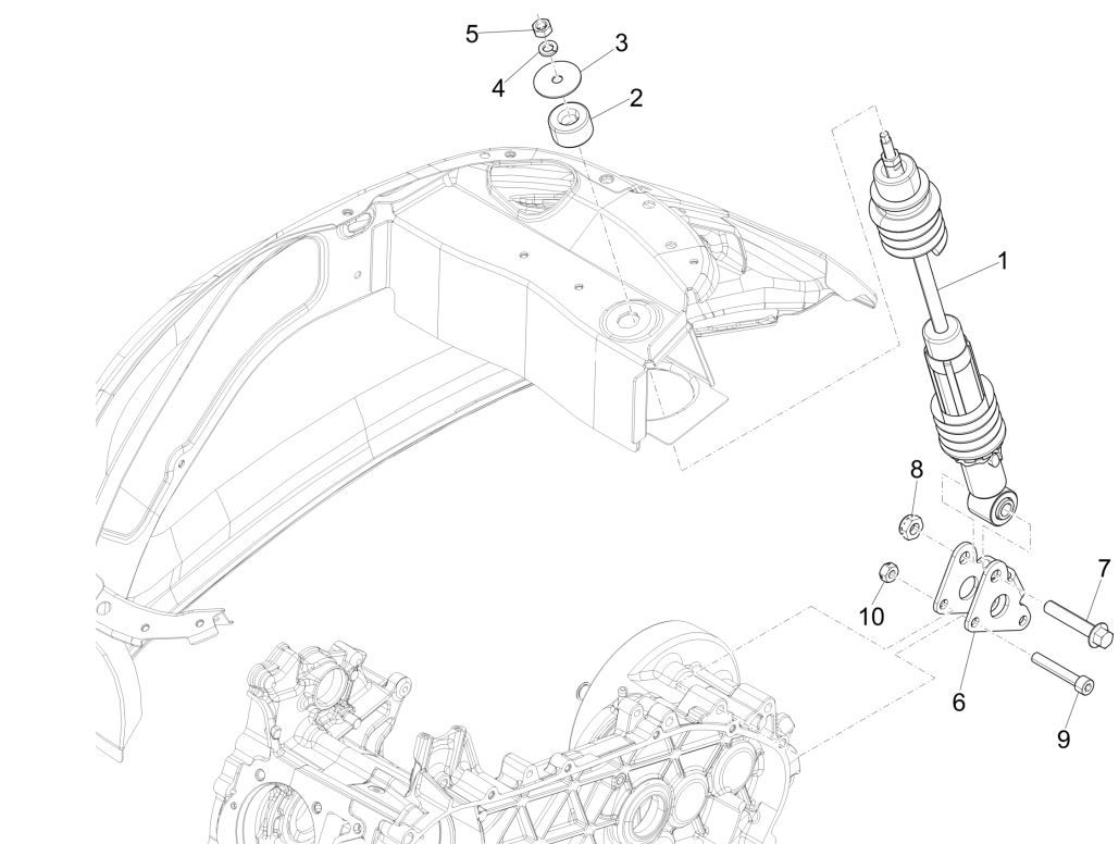 Hinterradfederung - Stoßdämpfer Vespa Primavera 125 4T 3V IE ABS