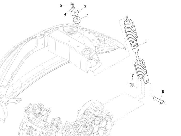 Stoßdämpfer Vespa Primavera 45km 4-Takt-4-Ventil