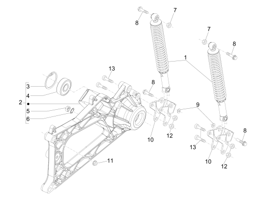 Hinterradaufhängung - Stoßdämpfer MP3 500 LT Sport 2014-2016