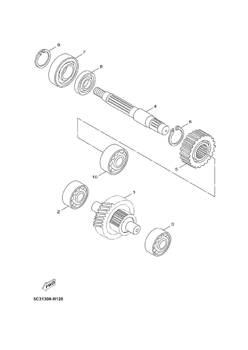 Das 4-Takt-Getriebe von Yamaha Neo (nach 2008)