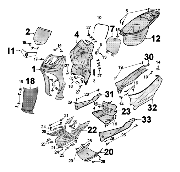 Panels Peugeot Tweet 125 EFI YO N SBC E4 2018-2020 SATIN IRON GREY (S3)