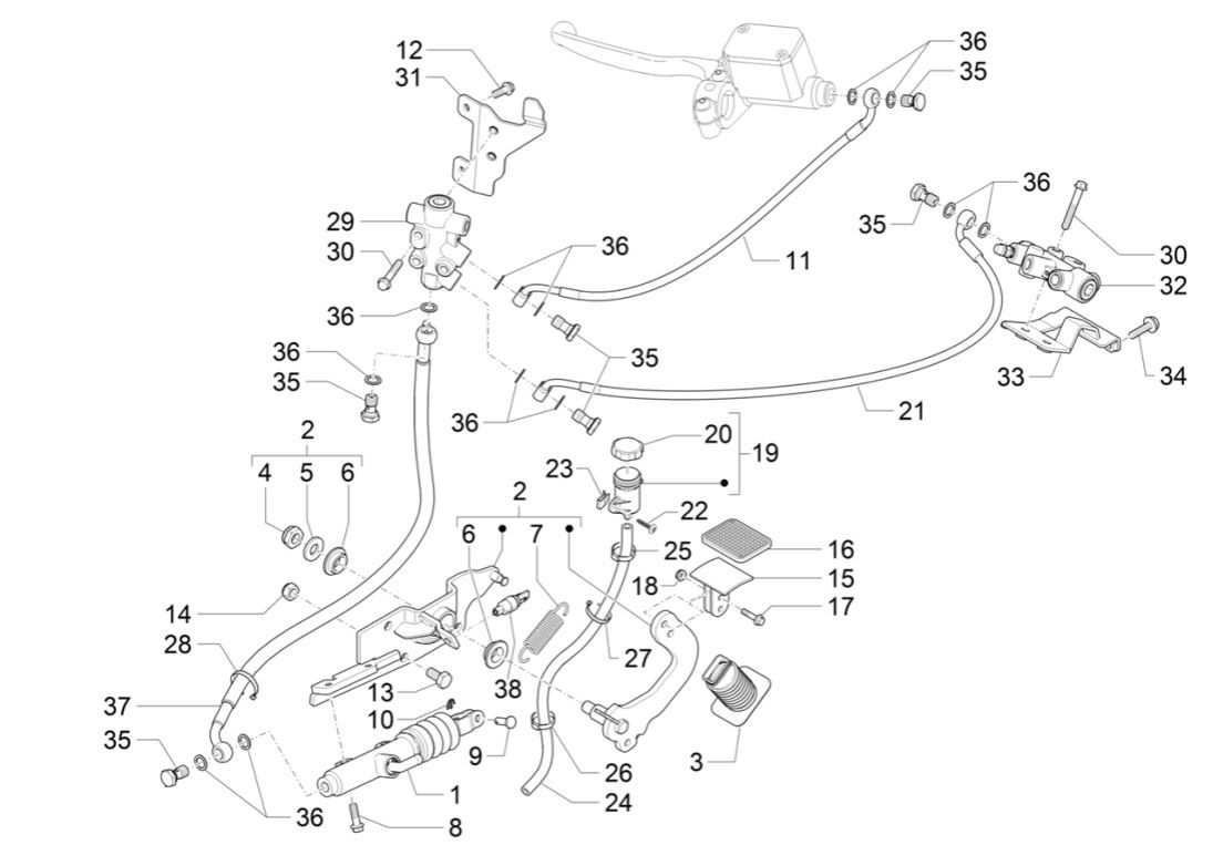Pedale - Piaggio MP3 300 ie E4 LT BUSINESS-Hebel