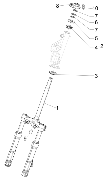 Vordere Gabel/Lenkrohr - Piaggio Beverly 300 4T 4V HPE ABS E5 2021-2022 (EMEA)