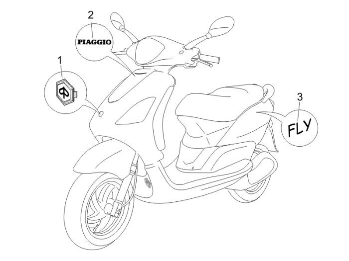 Piaggio Fly 2-Takt-Embleme