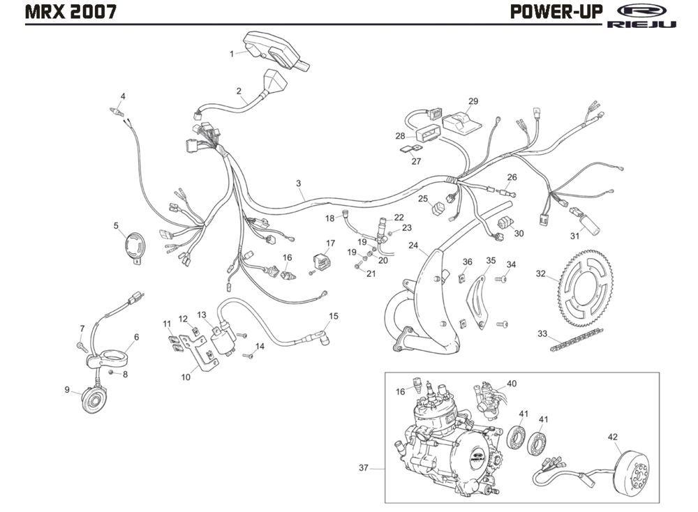 Power-up Rieju MRX P-up rot 2008 2-Takt
