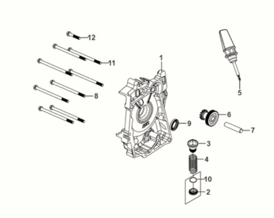 R. Kurbelgehäusedeckel Sym Mio 50I E5