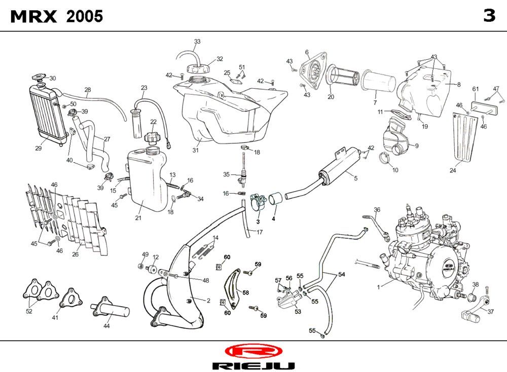 Kühler- Auspuff Rieju MRX P-up rot 2008 2-Takt