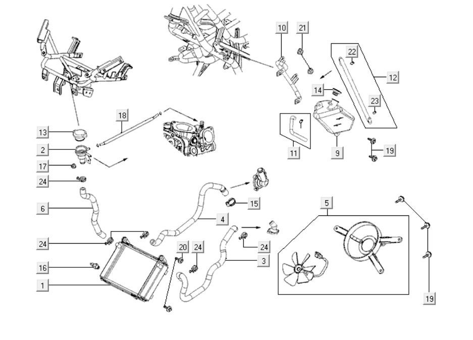 Heizkörper Kymco Downtown 300i weiß