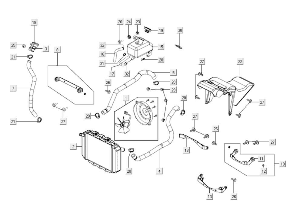 Kühler Kymco Xciting 400i Matt Schwarz