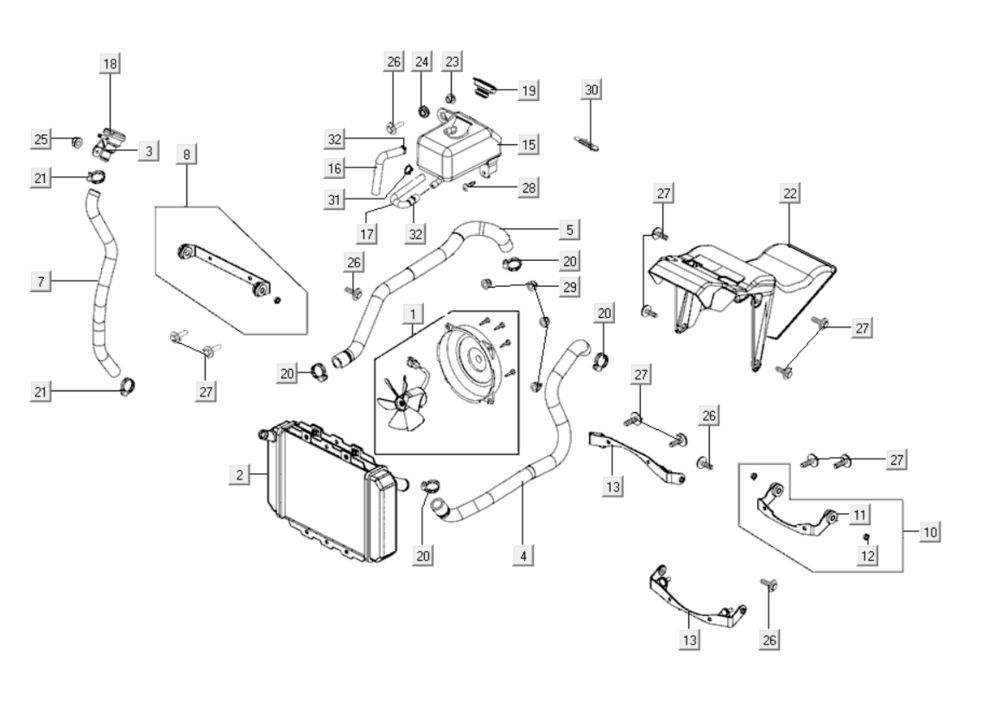 Kühler Kymco Xciting 400i Perlschwarz