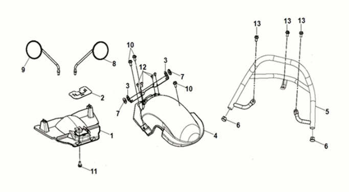 Hinterradschutzblech - Heckträger Sym E-MIO