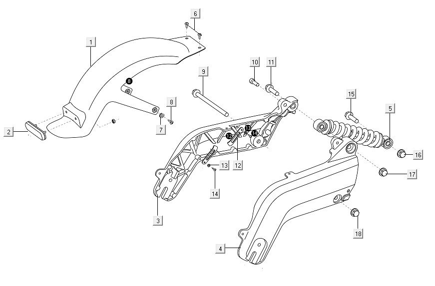 Hinterradgabel - Stoßdämpfer hinten Niu M1