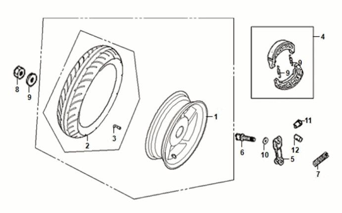 Hinterrad Sym Fiddle IV 50 E5