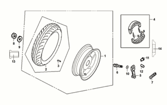 Hinterrad Sym X-Pro 50 E5