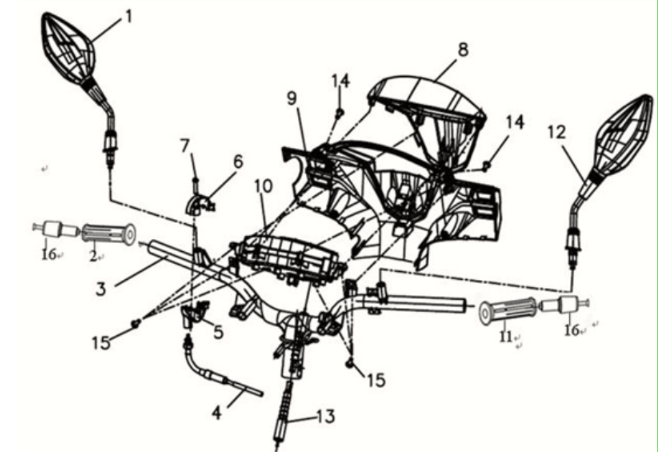 KPL-Scheinwerfer Sym Symphony ST 125I E4 Schwarz/Rot (BK-001C/R-010CA)