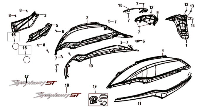 Plating Sym Symphony ST 125I E4 Schwarz/Rot (BK-001C/R-010CA)