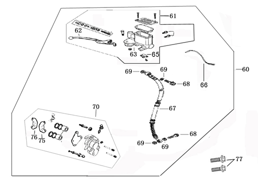 Bremse rechts Berini Napoli 125cc weiß