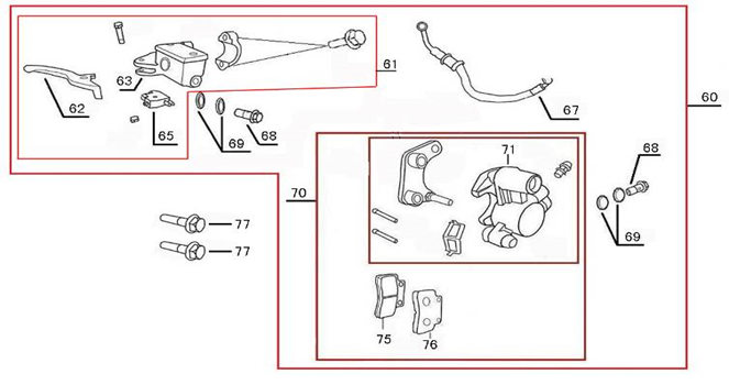 Bremse für China Star50 cremegrau