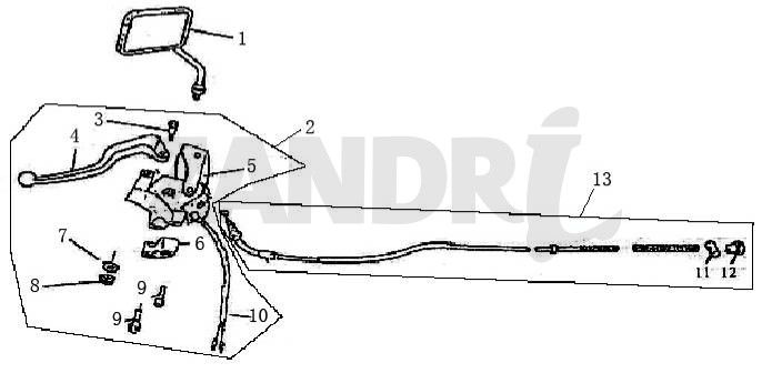 Bremsteile linken Spiegel BTC Grande Retro GT1 weiß schwarz