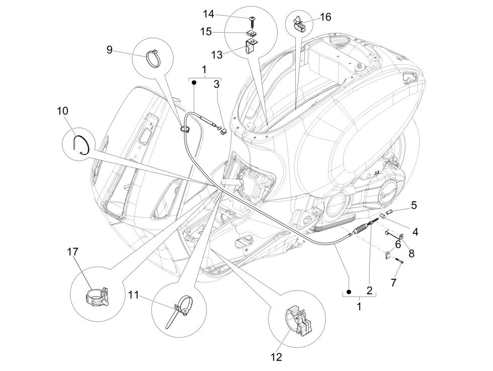 Vespa Primavera 4-Takt-3V-Bremskabel (Euro5-Injektion IGET)