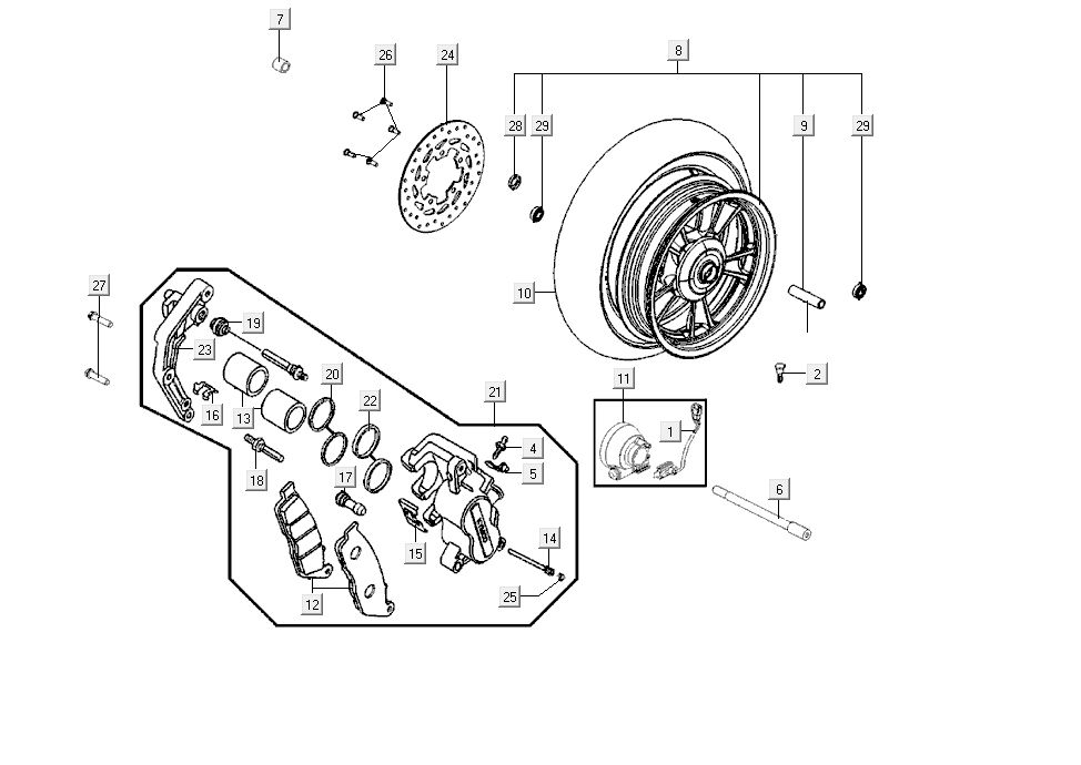 Bremssattel - Rad Kymco G-Dink 2-Takt Dunkelgrau