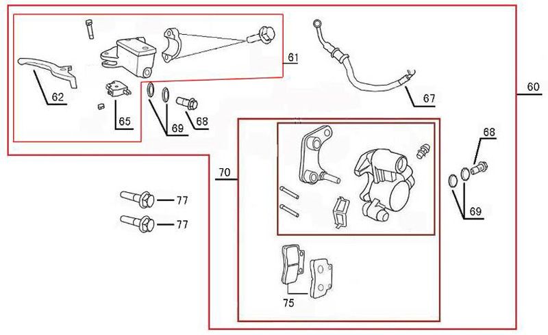 Bremssattel Benzhou YY50QT-45A Titan