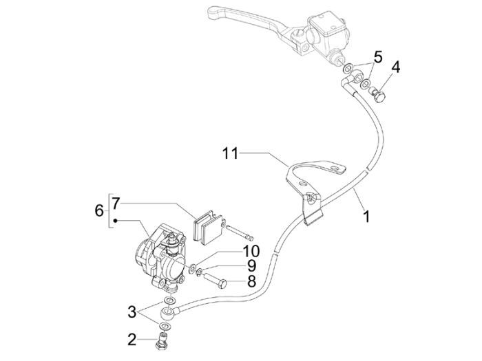 Bremssattel - Bremsbeläge - Bremsleitung Vespa S 50 4T 2V AC 25km/h