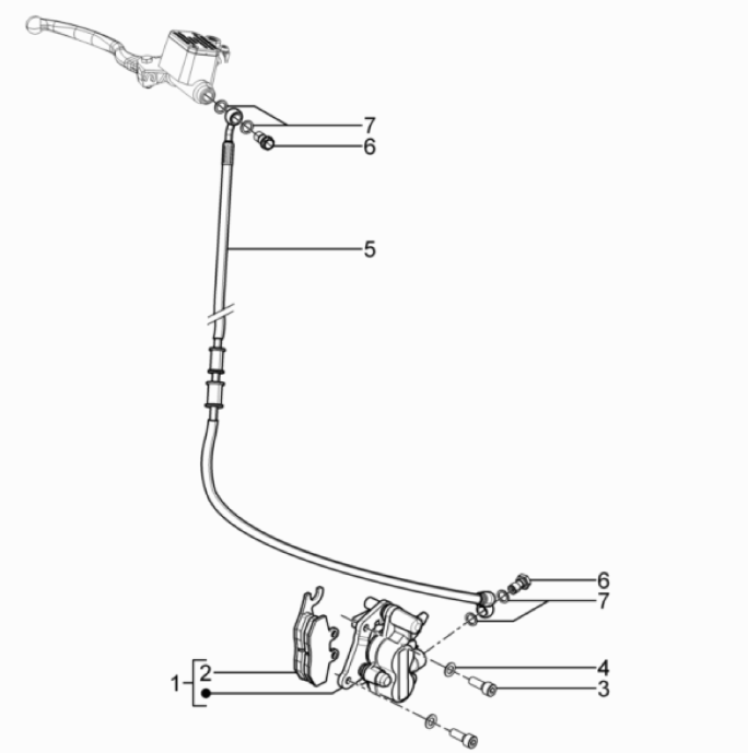 Bremssattel - Bremsbeläge - Typhoon 2-Takt Euro 3 2011 Bremsleitung