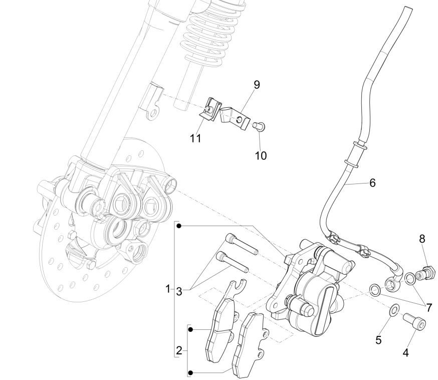 Bremsleitungen - Bremssattel Vespa Primavera 125 4T 3V IE ABS