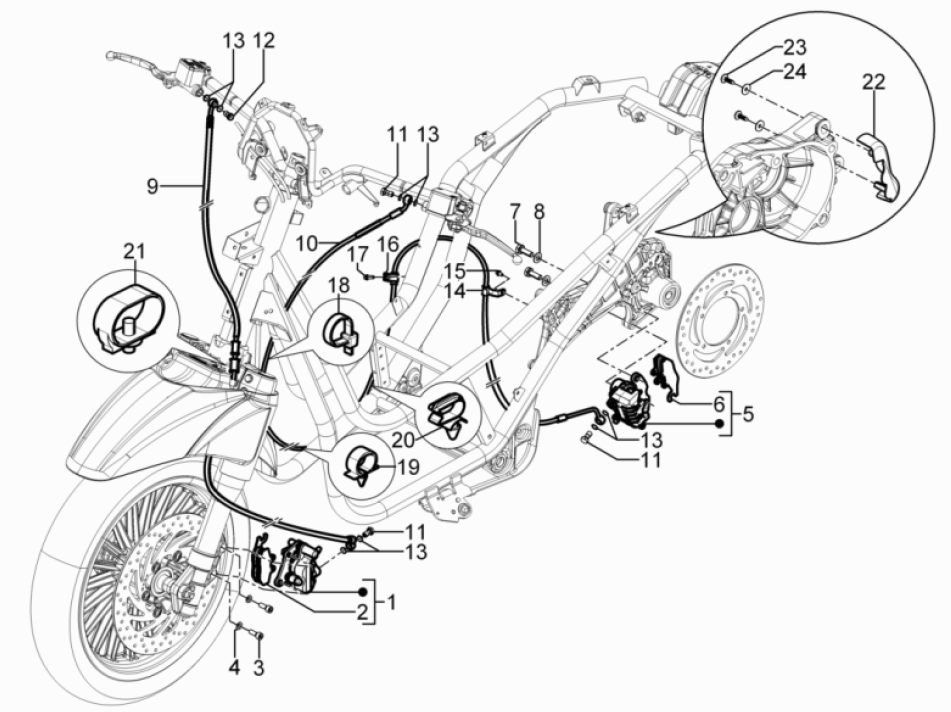 Bremsleitungen - Piaggio Beverly 125 RST 4T 4V IE E3 2010-2015 (EMEA) Bremssattel