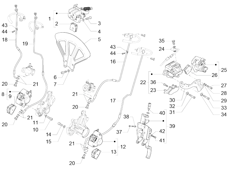Bremssattel - Bremsbeläge - Bremsleitung Piaggio MP3 500 LT Business 2014-2016