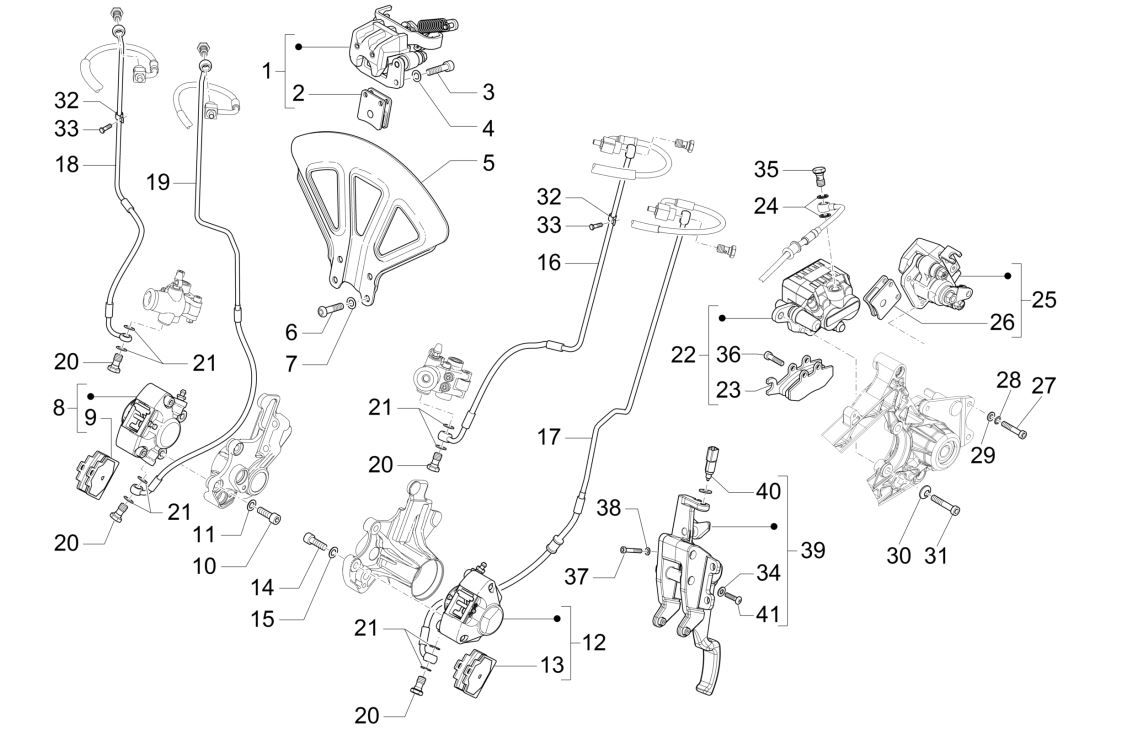 Bremsleitungen - Piaggio MP3 300 HPE/300 HPE SPORT E5 ABS 2020-2022 (EMEA) Bremssattel