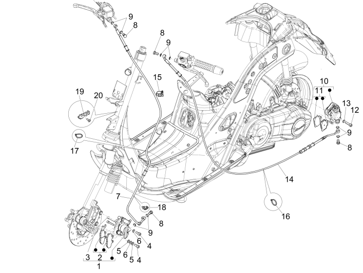 Bremsleitungen Vespa GTS 250 dh 2005-2016 (ohne ABS)