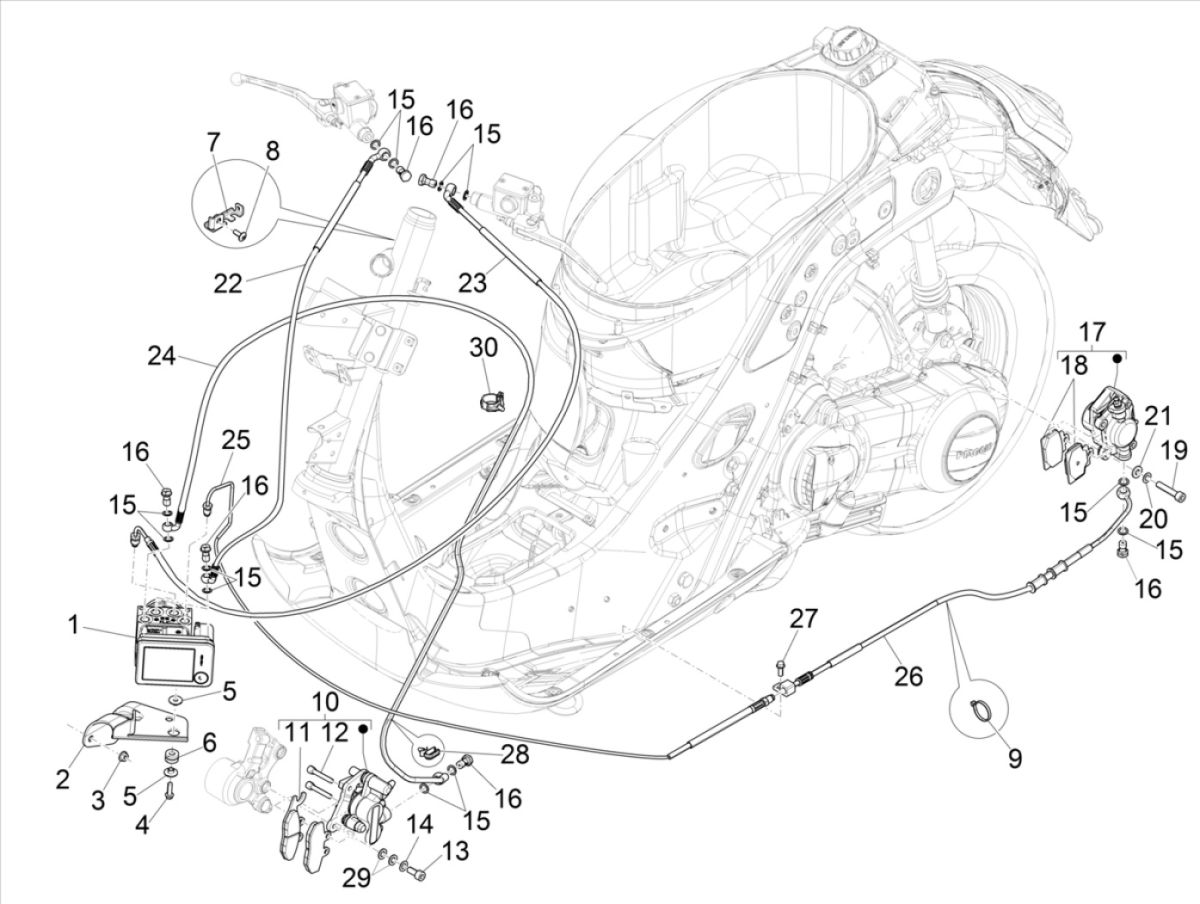 Bremsanlage Vespa GTS 300 HPE 4T 4V IE ABS E4 2019 (EMEA)