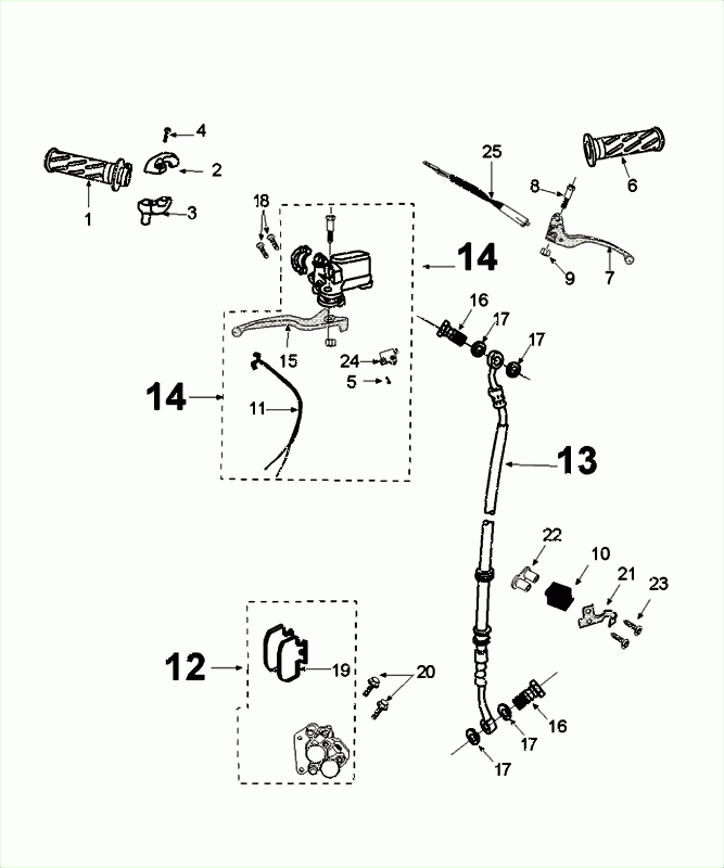 Hauptbremszylinder- Bremssattel - Bremsbeläge - Bremsleitung Peugeot Tweet Evo 50 4T AC Euro 4