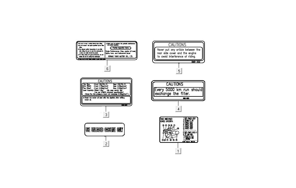 Sicherheitsaufkleber Kymco B&W LC 2-Takt silber