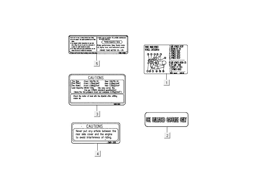 Sicherheitsaufkleber Kymco Super9 AC bis 2-Takt mattschwarz silber