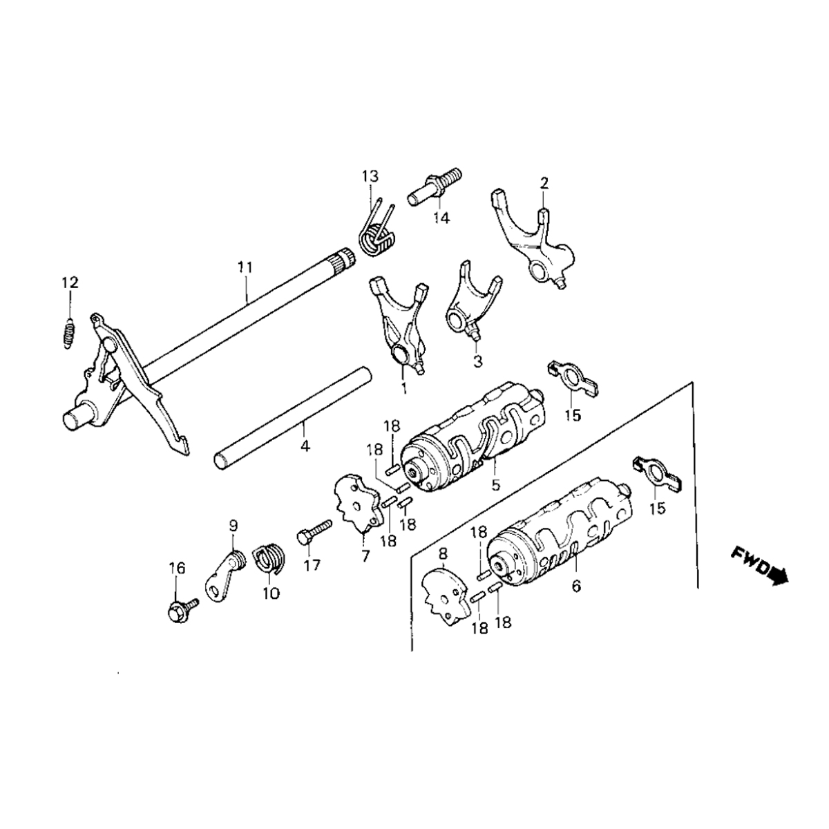 Honda MB/MT/MTX/MBX 50 und 80 Schaltachse