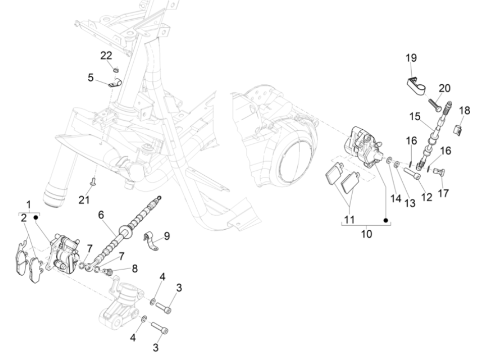Bremssattel - Bremsbeläge - Bremsleitung NRG Power 50 2-Takt LC Euro 4