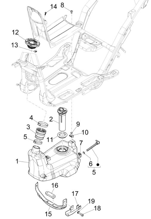 Gastank - Tankschwimmer - Piaggio NRG Power 50 2-Takt LC Euro 4 Vakuumventil